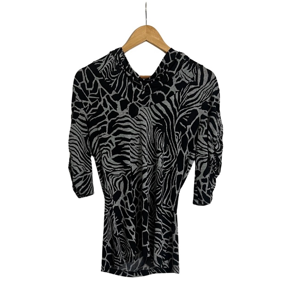 A. Byer Black and Gray Animal Print Top